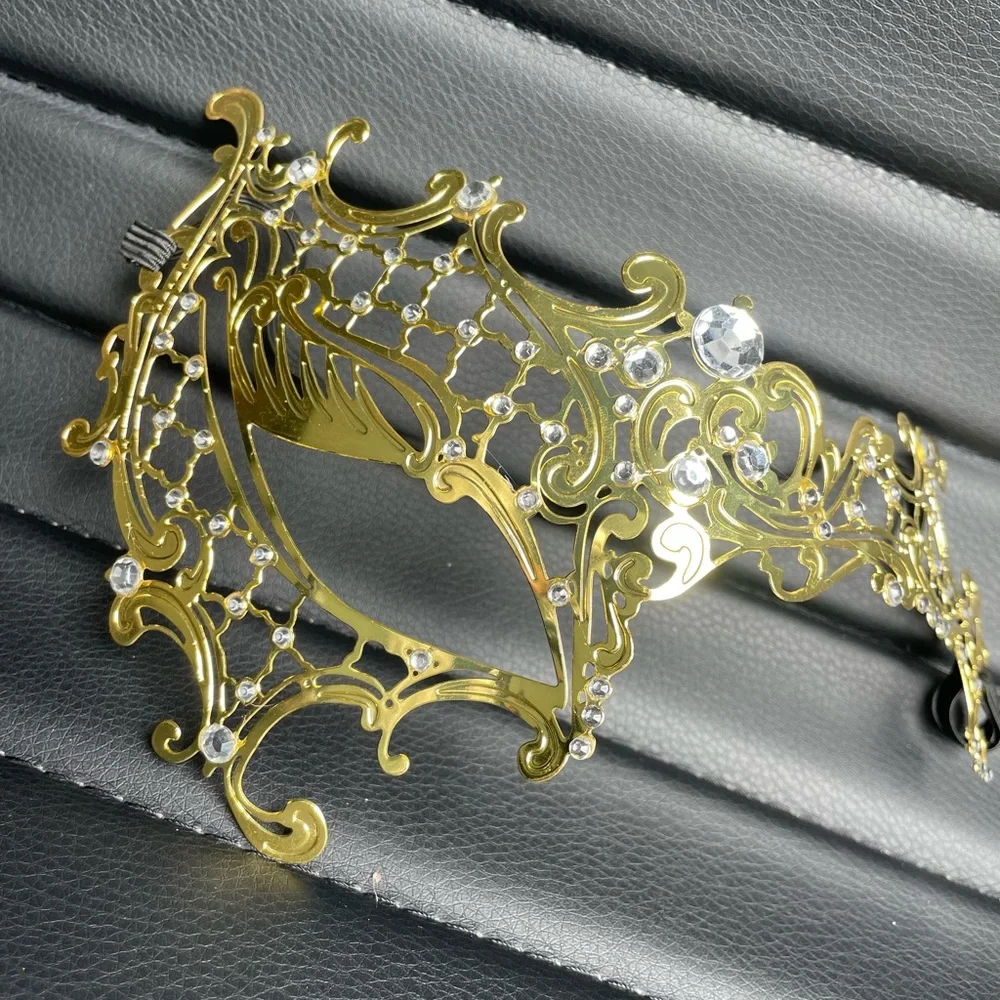 Masquerade Mask for Women Metal Mask Rhinestone Venetian Party Evening Ball Mask - Picture 4 of 4